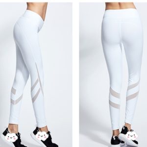 White & Black Mesh Yoga Pants