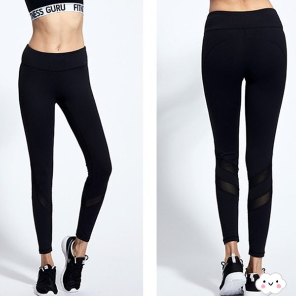 White & Black Mesh Yoga Pants - Image 5
