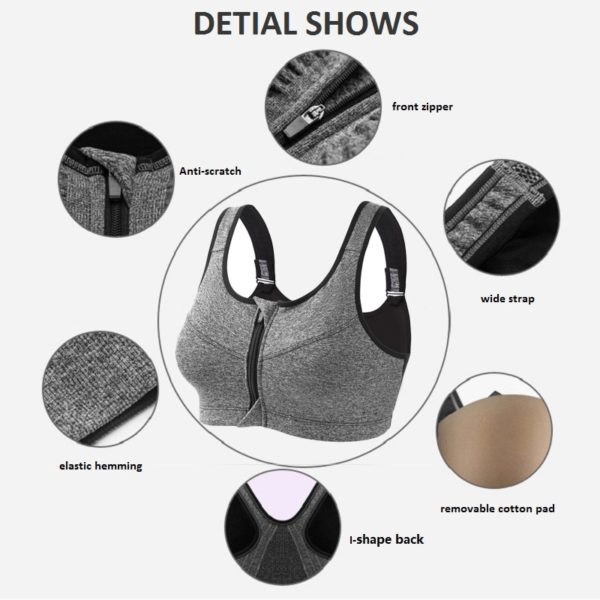 Zipper Push Up Sports Bras - Image 3