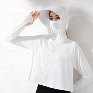 Women Ice Silk Hooded Tops For Cycling Fitness