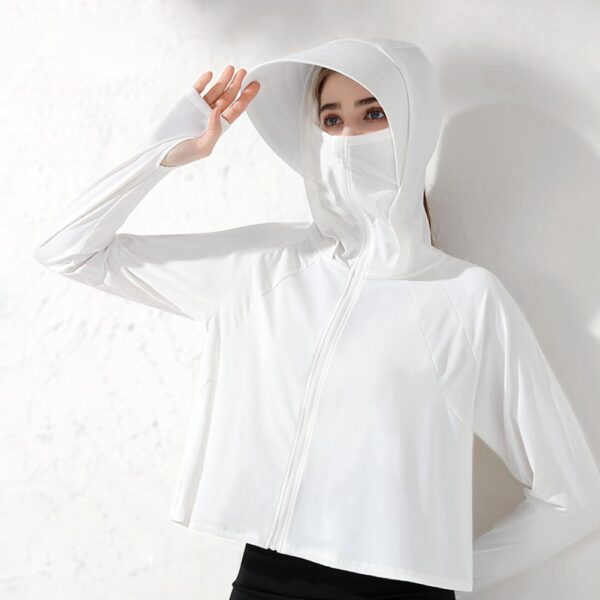 Women Ice Silk Hooded Tops For Cycling Fitness