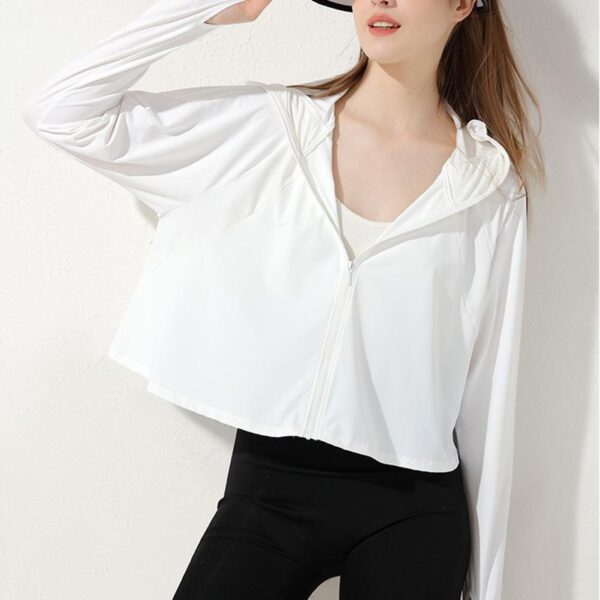 Women Ice Silk Hooded Tops For Cycling Fitness - Image 2