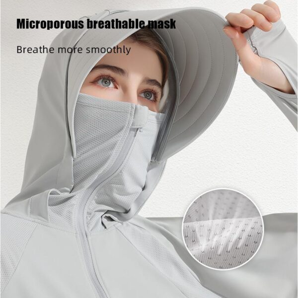 Women Ice Silk Hooded Tops For Cycling Fitness - Image 4