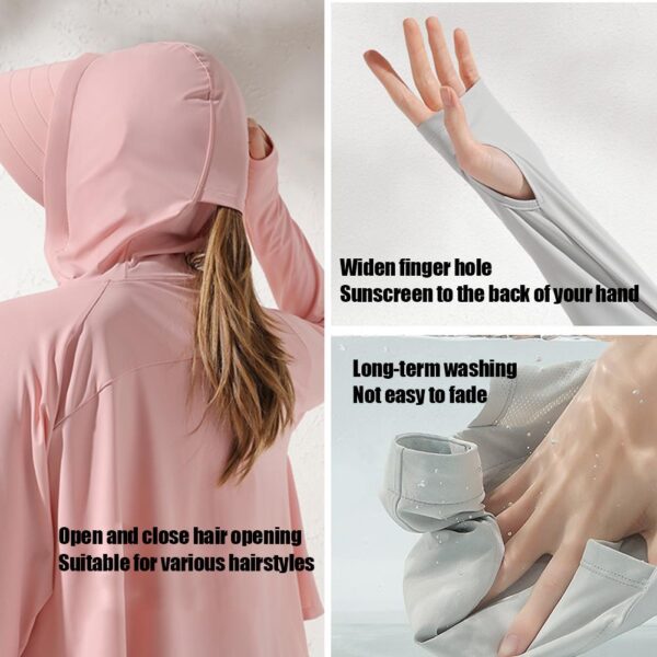 Women Ice Silk Hooded Tops For Cycling Fitness - Image 5