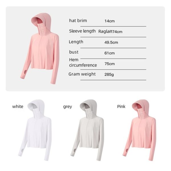 Women Ice Silk Hooded Tops For Cycling Fitness - Image 6
